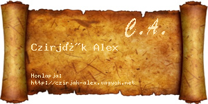 Czirják Alex névjegykártya